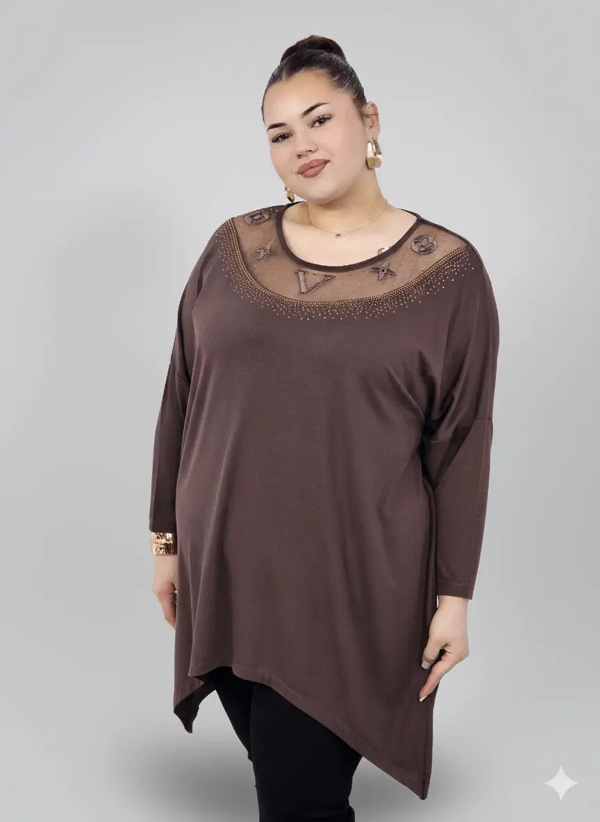 Tunika plus size z ozdobnym dekoltem – elegancka tunika XXL dla kobiet - Image 2