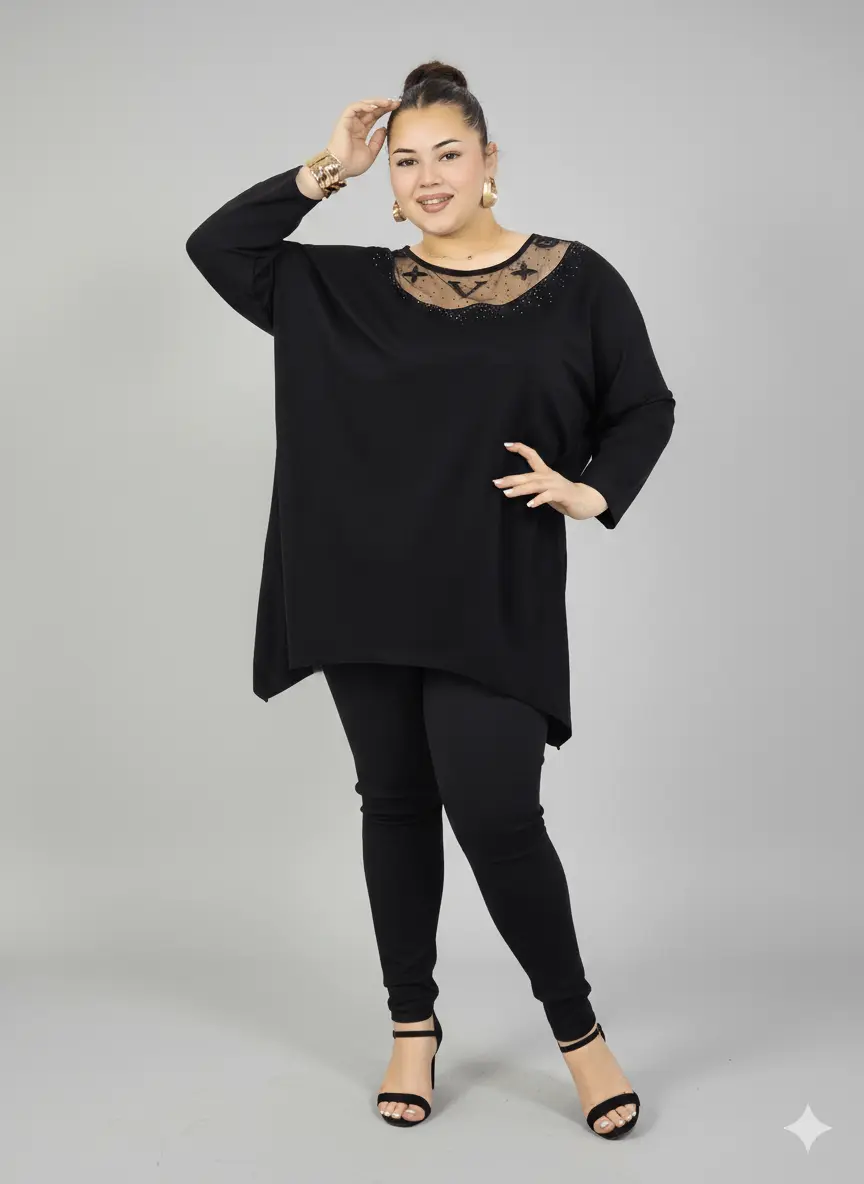 Tunika plus size z ozdobnym dekoltem – elegancka tunika XXL dla kobiet - Image 5