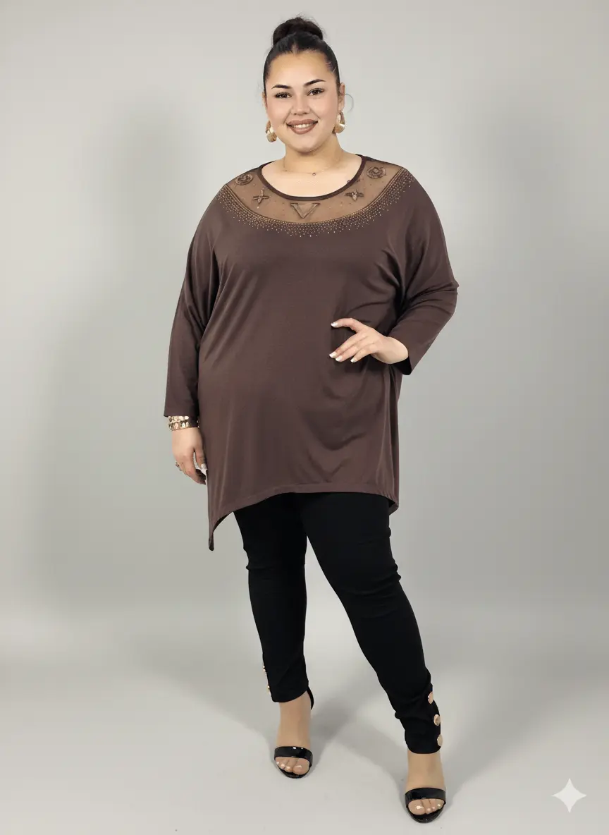 Tunika plus size z ozdobnym dekoltem – elegancka tunika XXL dla kobiet - Image 6